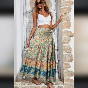 Vibrant Paisley Maxi Skirt